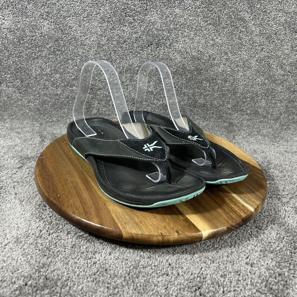 Kuru Kala Women’s Size 10 Black Leather Comfort Casual Sandals Flip Flops Used